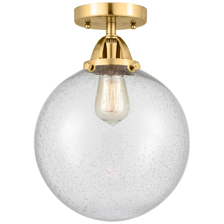 Image 1 Nouveau 2 Beacon 10" Semi-Flush Mount - Satin Gold - Seedy Shade