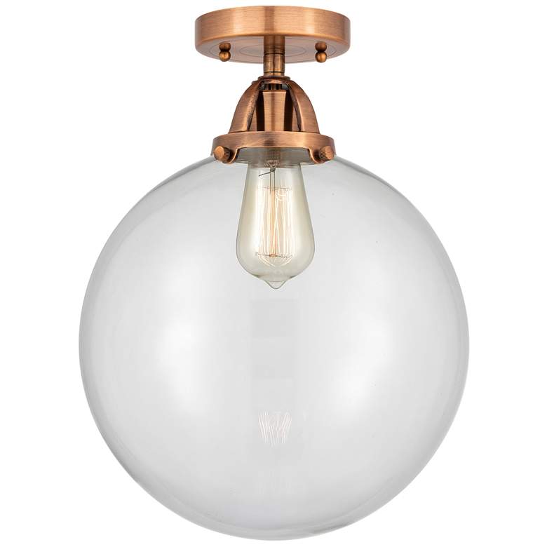 Image 1 Nouveau 2 Beacon 12" LED Semi-Flush Mount - Antique Copper - Clear Sha
