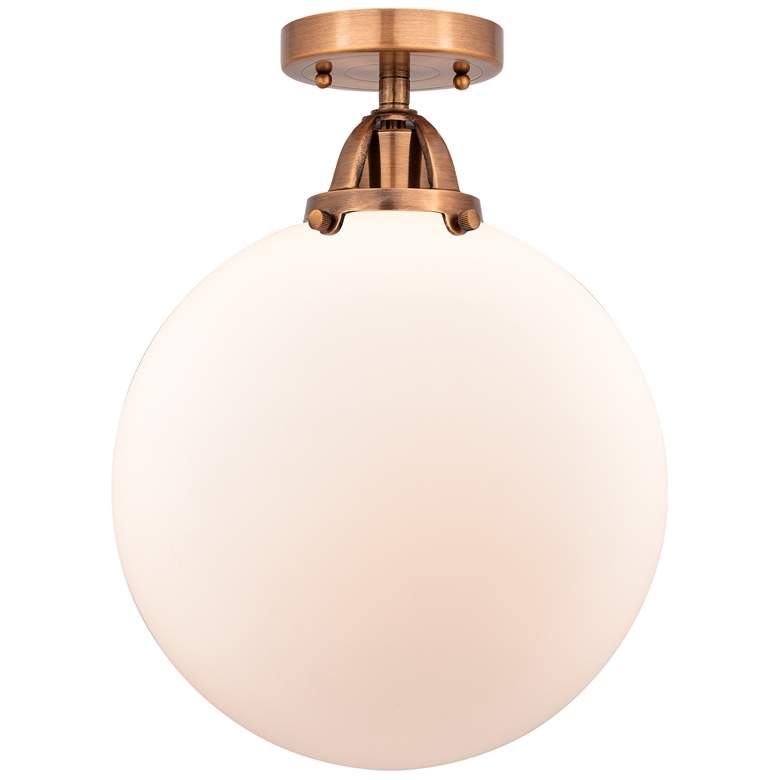 Image 1 Nouveau 2 Beacon 12" LED Semi-Flush Mount - Antique Copper - Matte Whi