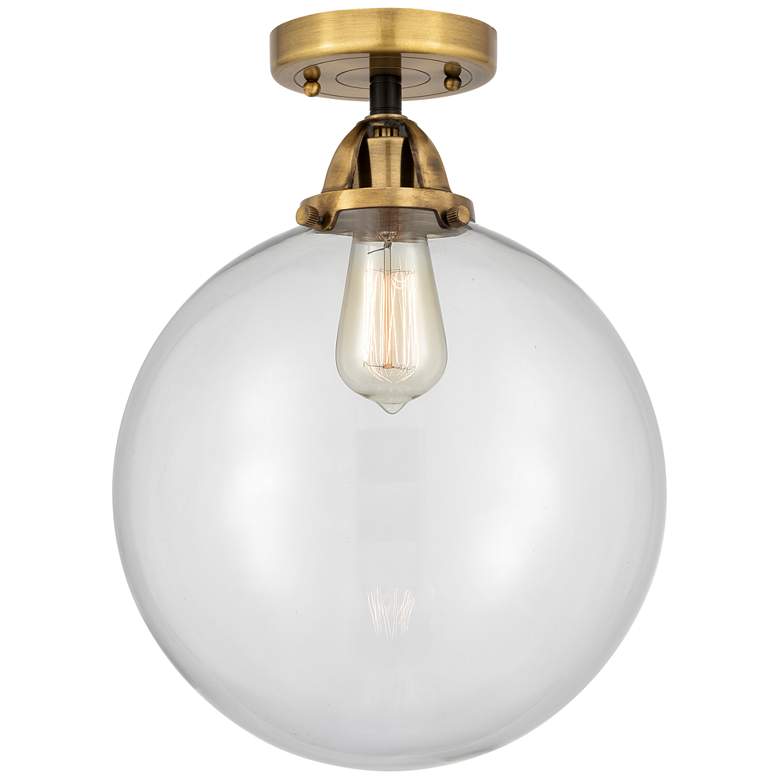 Image 1 Nouveau 2 Beacon 12" LED Semi-Flush Mount - Black Antique Brass - Clea