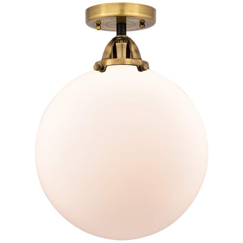 Image 1 Nouveau 2 Beacon 12" LED Semi-Flush Mount - Black Brass - Matte White