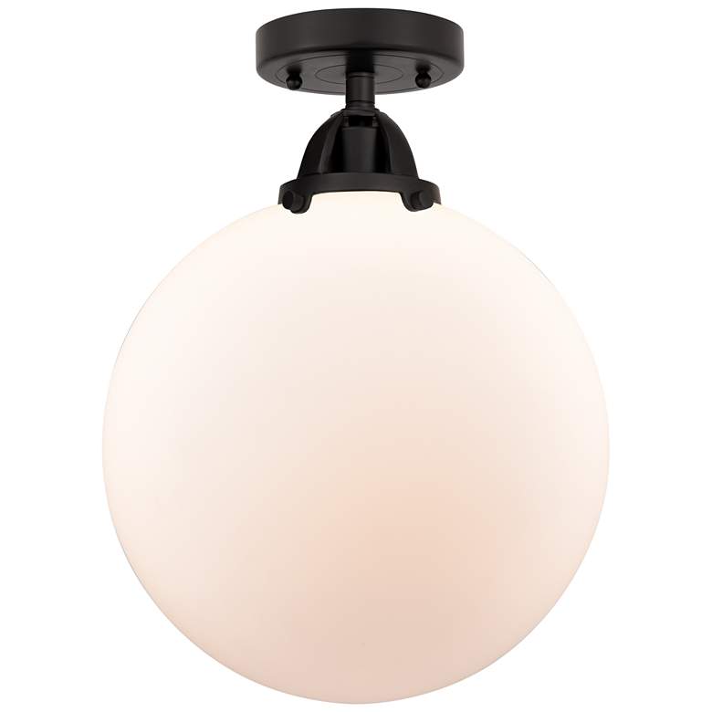 Image 1 Nouveau 2 Beacon 12" LED Semi-Flush Mount - Matte Black - Matte White
