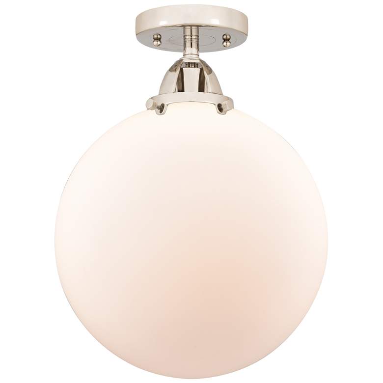 Image 1 Nouveau 2 Beacon 12" LED Semi-Flush Mount - Polished Nickel - Matte Wh