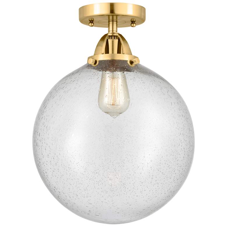 Image 1 Nouveau 2 Beacon 12" LED Semi-Flush Mount - Satin Gold - Seedy Shade