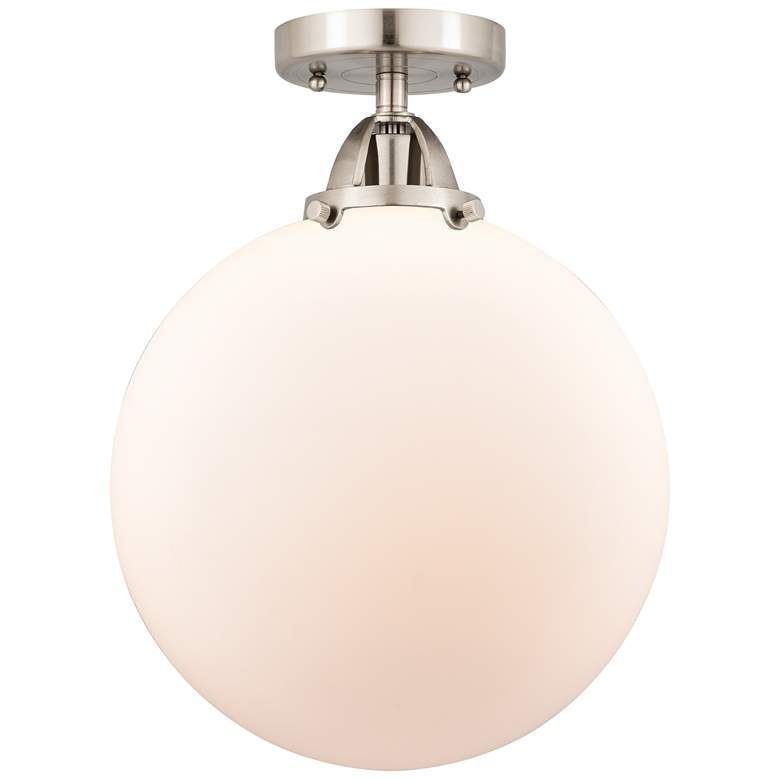Image 1 Nouveau 2 Beacon 12" LED Semi-Flush Mount - Satin Nickel - Matte White