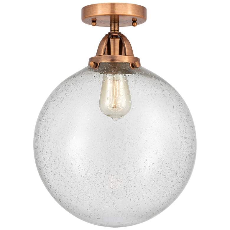 Image 1 Nouveau 2 Beacon 12" Semi-Flush Mount - Antique Copper - Seedy Shade