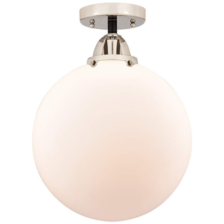 Image 1 Nouveau 2 Beacon 12" Semi-Flush Mount - Black Polished Nickel - Matte