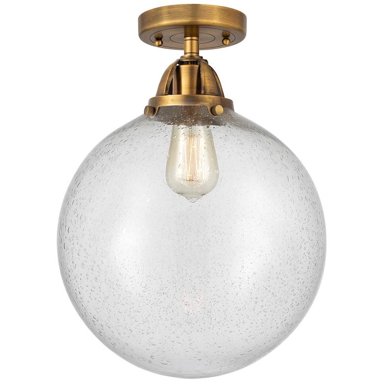 Image 1 Nouveau 2 Beacon 12" Semi-Flush Mount - Brushed Brass - Seedy Shade