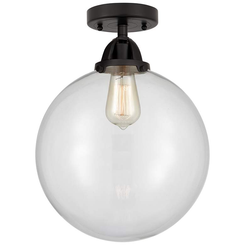 Image 1 Nouveau 2 Beacon 12" Semi-Flush Mount - Matte Black - Clear Shade
