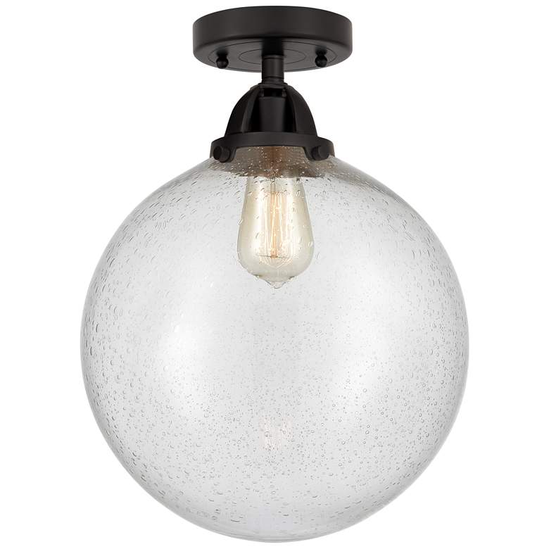 Image 1 Nouveau 2 Beacon 12" Semi-Flush Mount - Matte Black - Seedy Shade