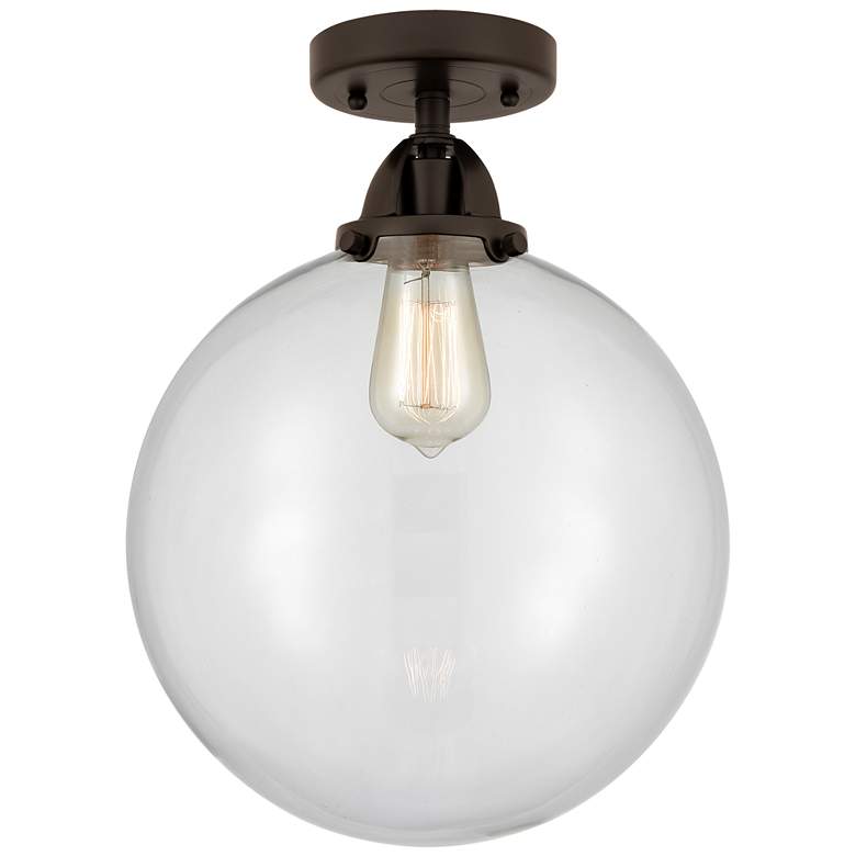 Image 1 Nouveau 2 Beacon 12" Semi-Flush Mount - Oil Rubbed Bronze - Clear Shad