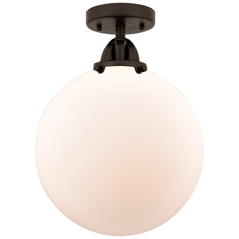 Image 1 Nouveau 2 Beacon 12" Semi-Flush Mount - Oil Rubbed Bronze - Matte Whit