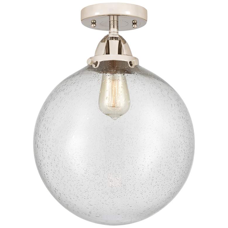 Image 1 Nouveau 2 Beacon 12" Semi-Flush Mount - Polished Nickel - Seedy Shade