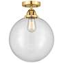 Nouveau 2 Beacon 12" Semi-Flush Mount - Satin Gold - Clear Shade
