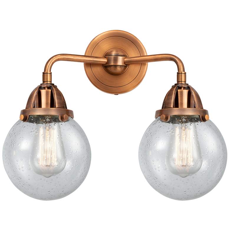 Image 1 Nouveau 2 Beacon 6" 2 Light 14" Bath Light - Antique Copper - See