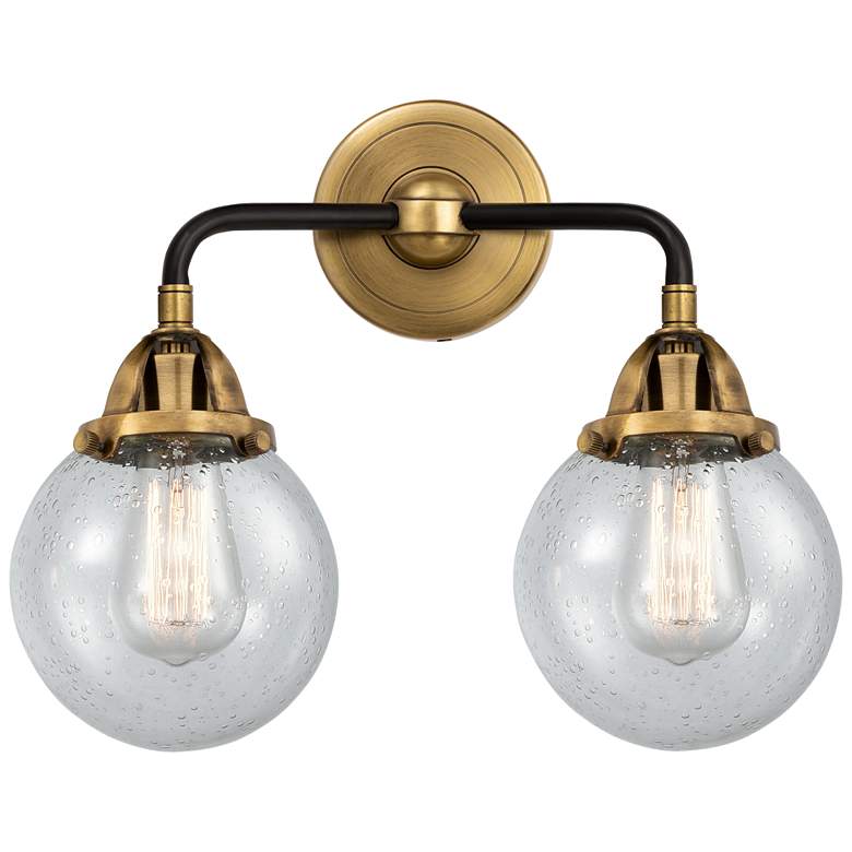 Image 1 Nouveau 2 Beacon 6" 2 Light 14" Bath Light - Black Brass - Seedy