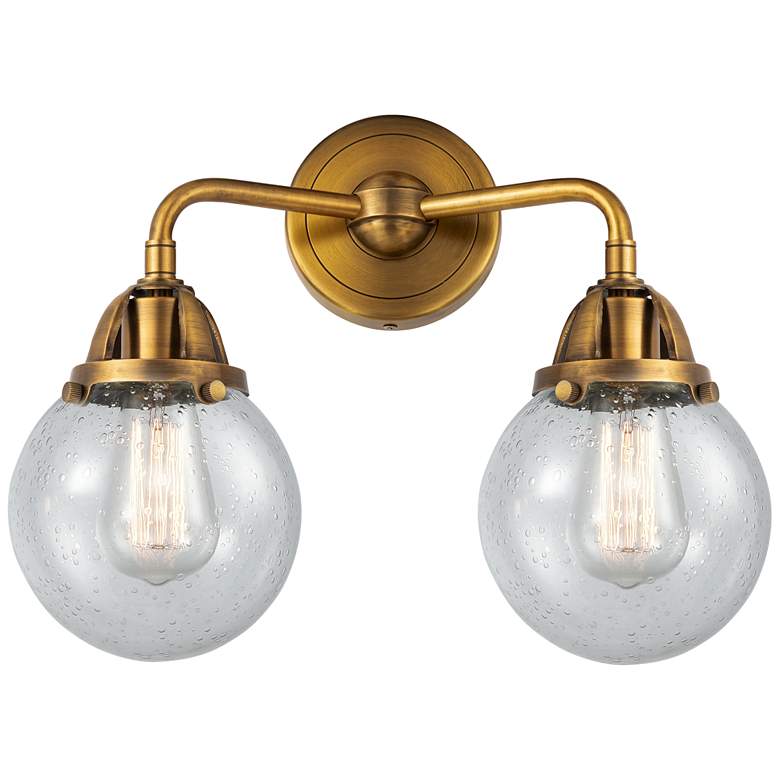 Image 1 Nouveau 2 Beacon 6 inch 2 Light 14 inch Bath Light - Brushed Brass - Seed