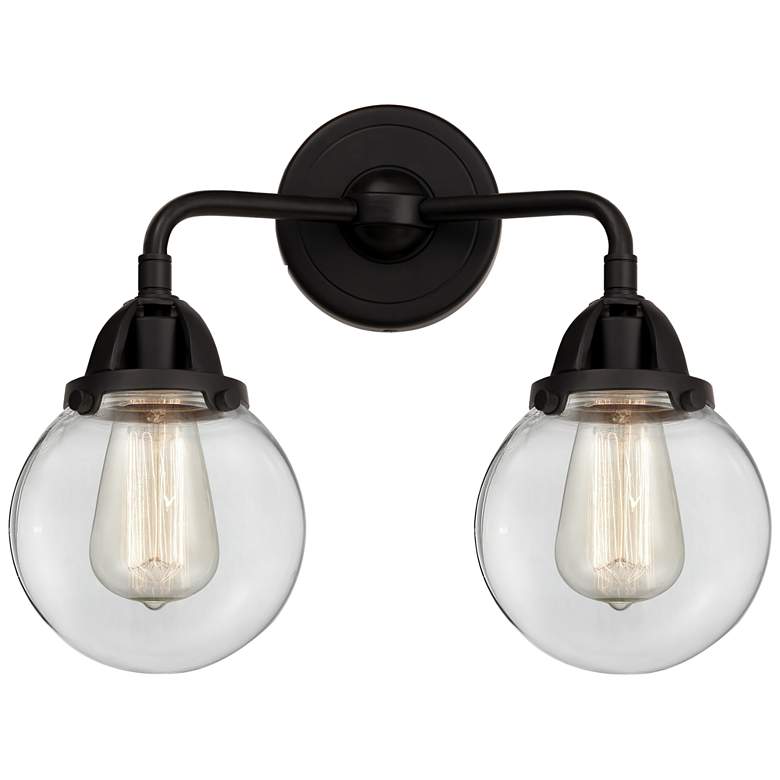 Image 1 Nouveau 2 Beacon 6" 2 Light 14" Bath Light - Matte Black - Clear