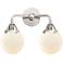Nouveau 2 Beacon 6" 2 Light 14" Bath Light - Polished Chrome - Wh
