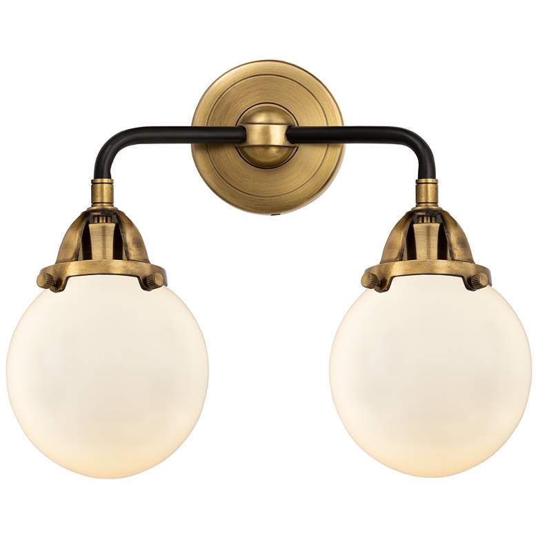 Image 1 Nouveau 2 Beacon 6" 2 Light 14" LED Bath Light - Black Brass - Wh