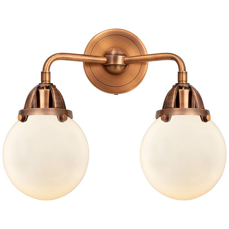 Image 1 Nouveau 2 Beacon 6" 2 Light 14" LED Bath Light - Copper - White S