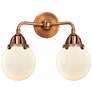 Nouveau 2 Beacon 6" 2 Light 14" LED Bath Light - Copper - White S