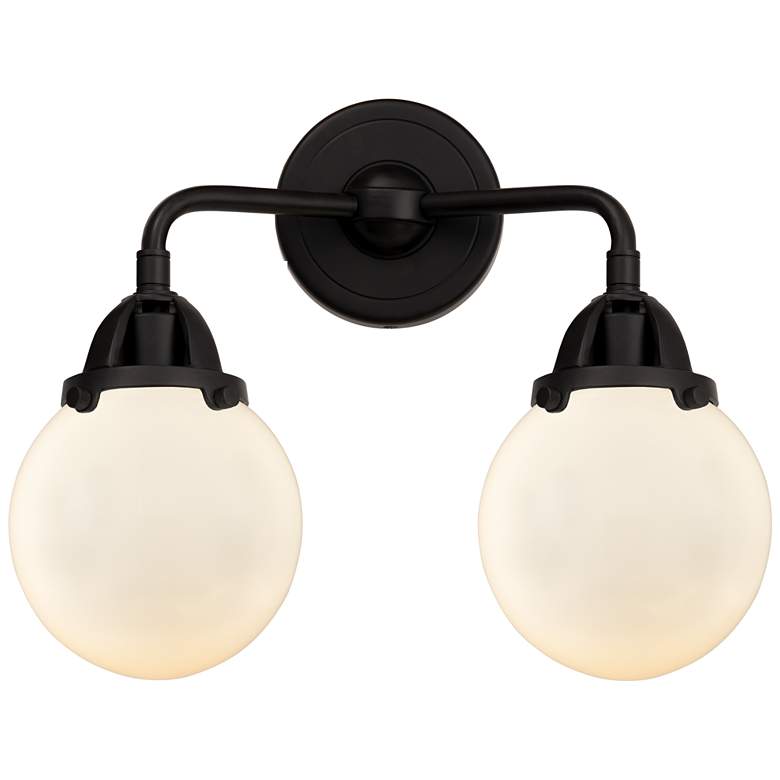 Image 1 Nouveau 2 Beacon 6" 2 Light 14" LED Bath Light - Matte Black - Wh