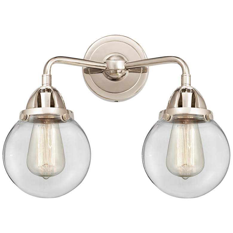 Image 1 Nouveau 2 Beacon 6" 2 Light 14" LED Bath Light - Polished Nickel