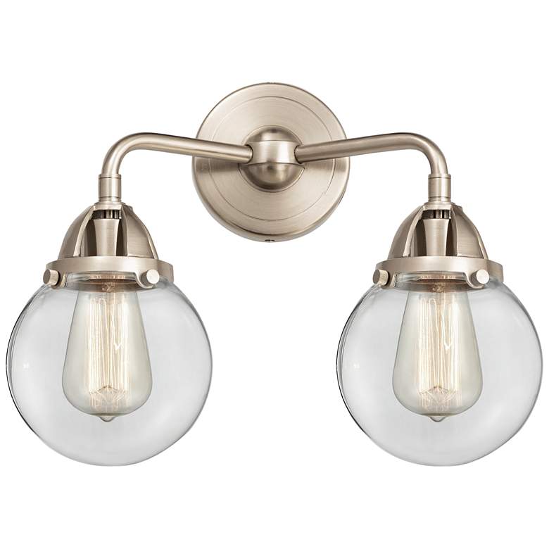 Image 1 Nouveau 2 Beacon 6" 2 Light 14" LED Bath Light - Satin Nickel - C