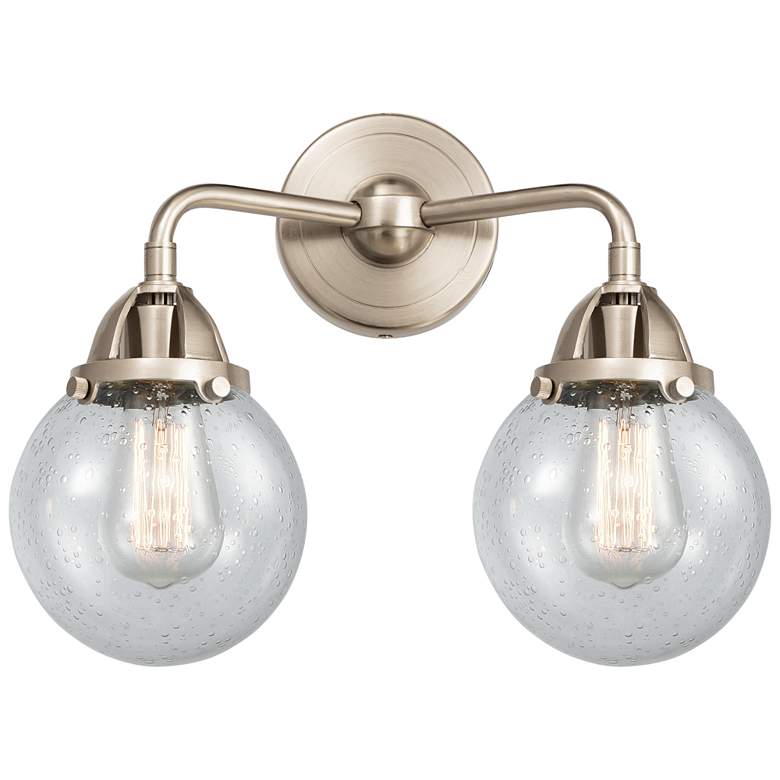 Image 1 Nouveau 2 Beacon 6" 2 Light 14" LED Bath Light - Satin Nickel - S