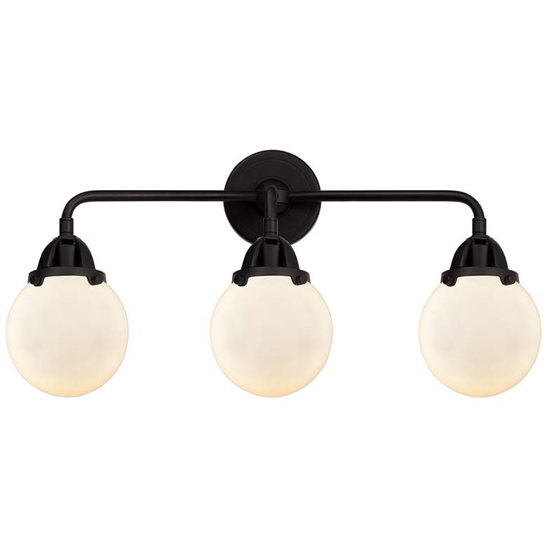 Image 1 Nouveau 2 Beacon 6" 3 Light 24" Bath Light - Matte Black - White