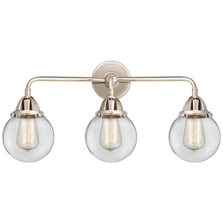 Image 1 Nouveau 2 Beacon 6" 3 Light 24" Bath Light - Polished Nickel - Cl