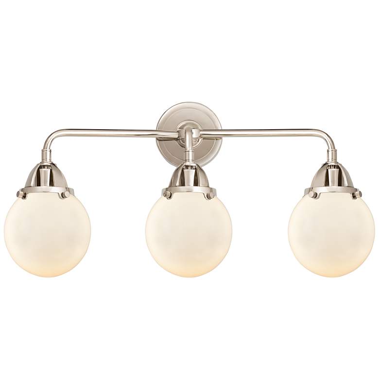 Image 1 Nouveau 2 Beacon 6" 3 Light 24" Bath Light - Polished Nickel - Wh