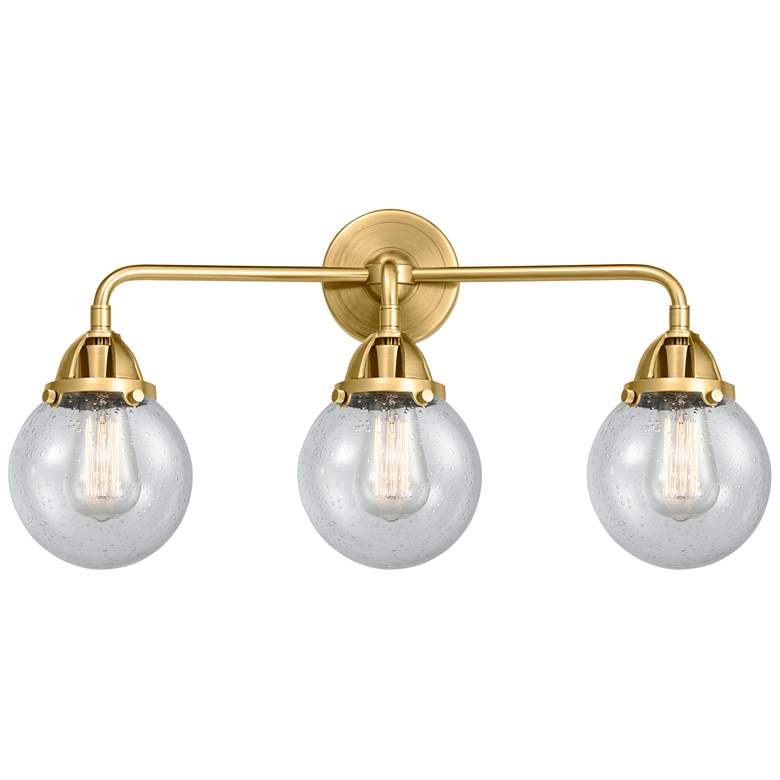 Image 1 Nouveau 2 Beacon 6" 3 Light 24" LED Bath Light - Satin Gold - See