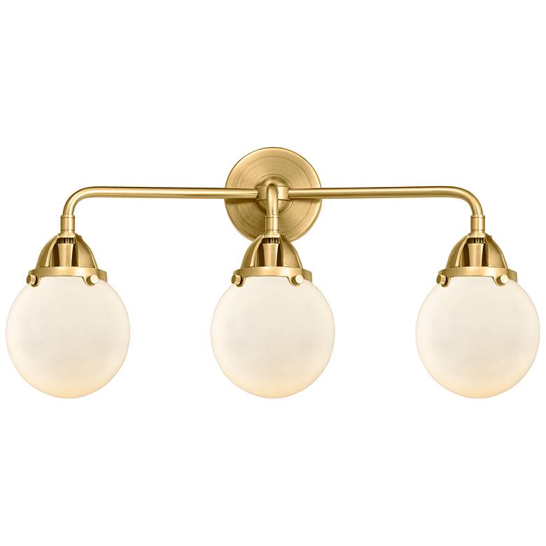 Image 1 Nouveau 2 Beacon 6" 3 Light 24" LED Bath Light - Satin Gold - Whi
