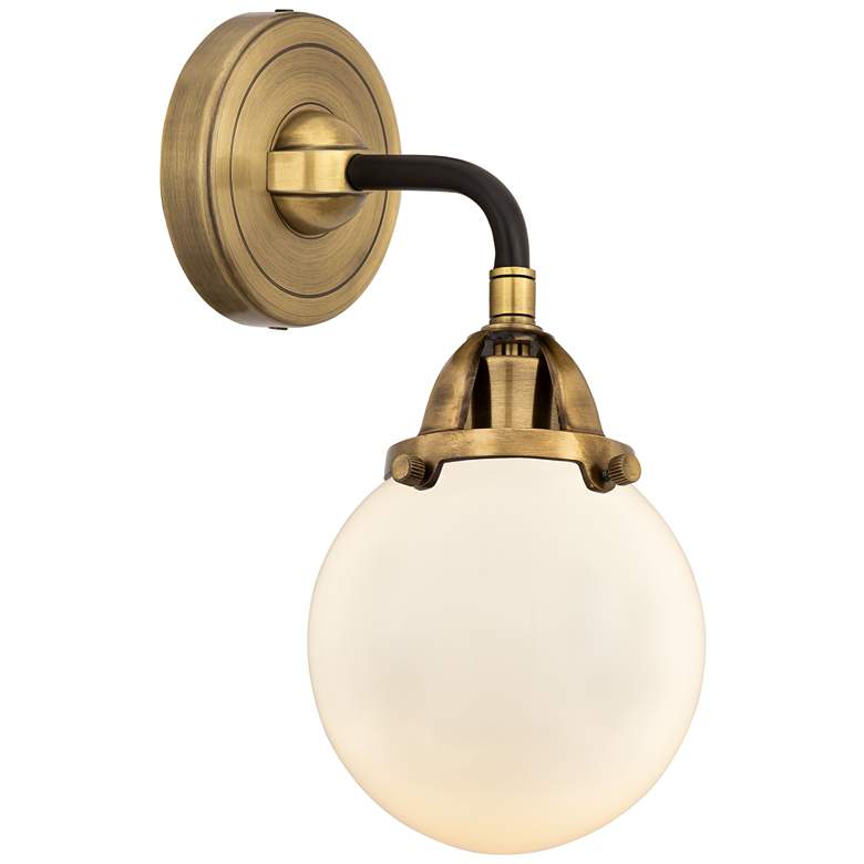 Image 1 Nouveau 2 Beacon 6" Incandescent Sconce - Black Brass Finish - White S