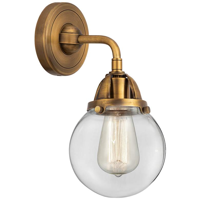 Image 1 Nouveau 2 Beacon 6" Incandescent Sconce - Brass Finish - Clear Shade