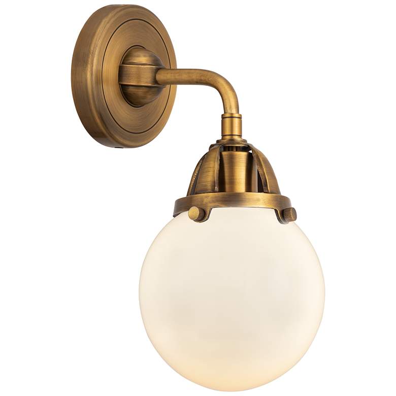 Image 1 Nouveau 2 Beacon 6" Incandescent Sconce - Brass Finish - Matte White S