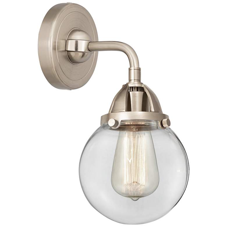 Image 1 Nouveau 2 Beacon 6 inch Incandescent Sconce - Nickel Finish - Clear Shade
