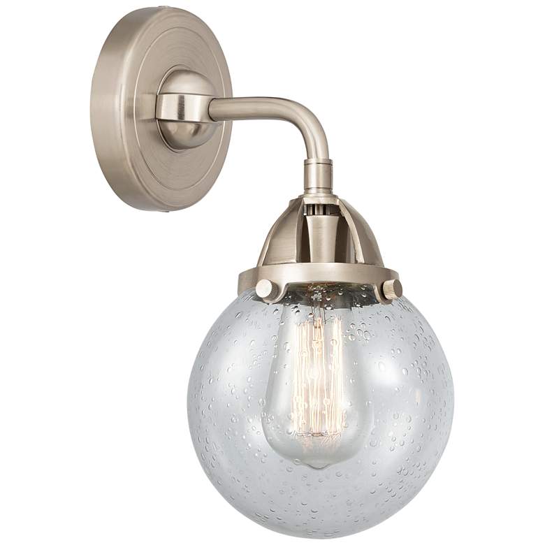 Image 1 Nouveau 2 Beacon 6 inch Incandescent Sconce - Nickel Finish - Seedy Shade