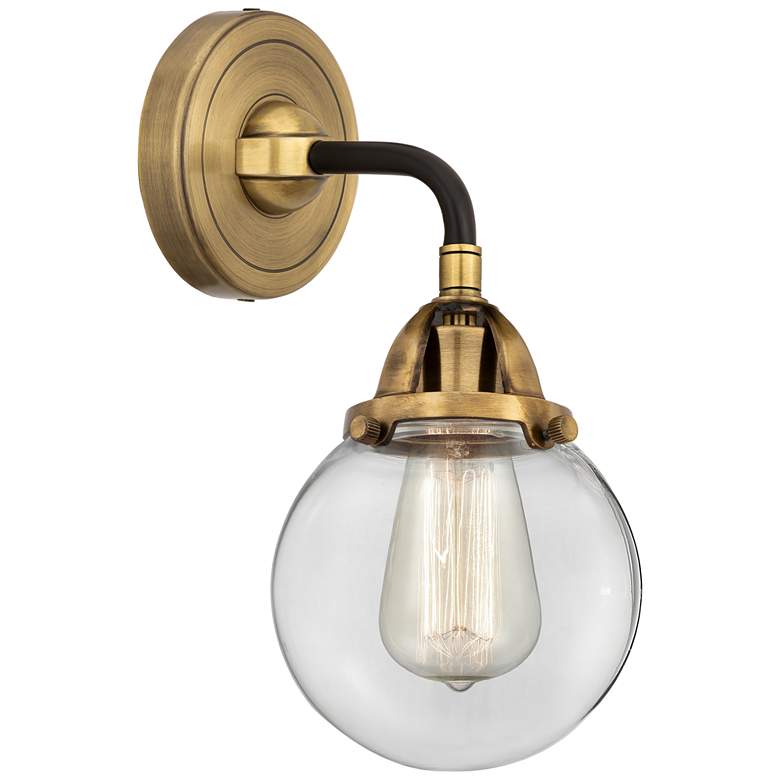 Image 1 Nouveau 2 Beacon 6" LED Sconce - Black Brass Finish - Clear Shade
