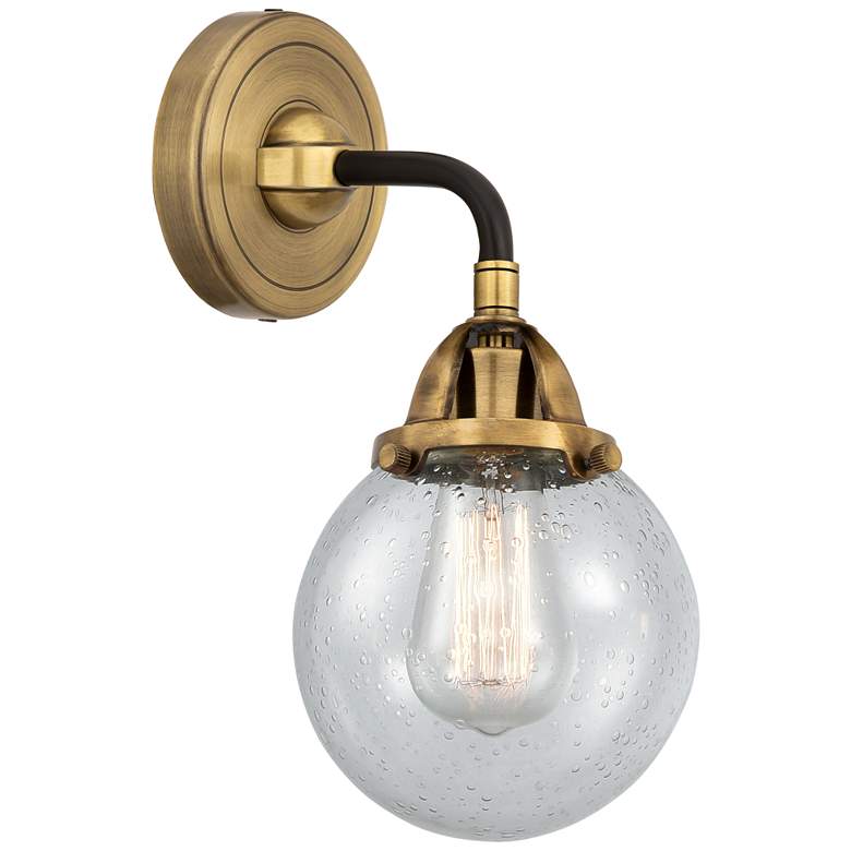 Image 1 Nouveau 2 Beacon 6" LED Sconce - Black Brass Finish - Seedy Shade
