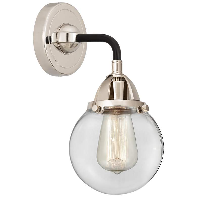 Image 1 Nouveau 2 Beacon 6" LED Sconce - Black Nickel Finish - Clear Shade