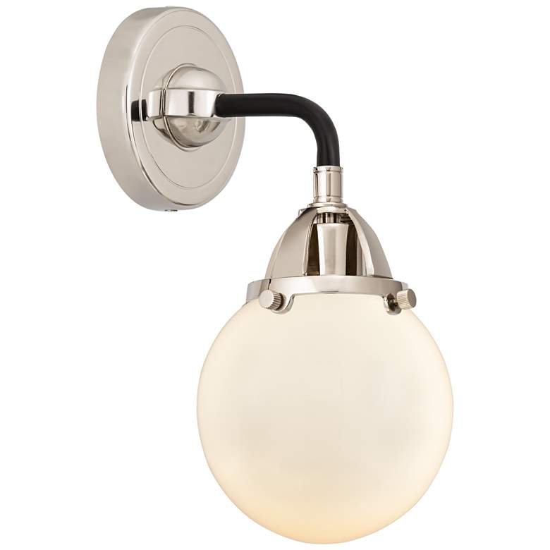 Image 1 Nouveau 2 Beacon 6" LED Sconce - Black Nickel Finish - Matte White Sha
