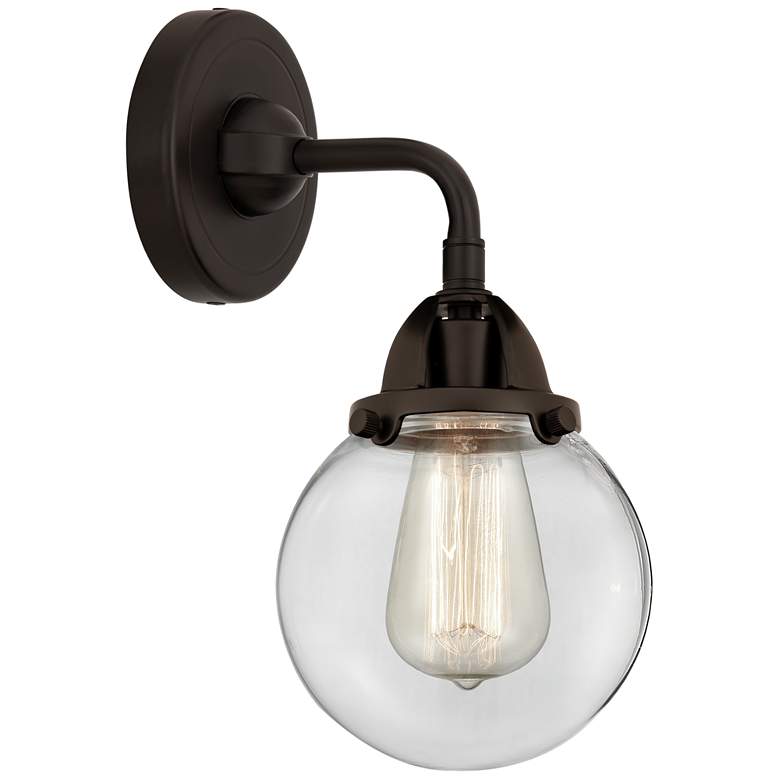 Image 1 Nouveau 2 Beacon 6" LED Sconce - Bronze Finish - Clear Shade