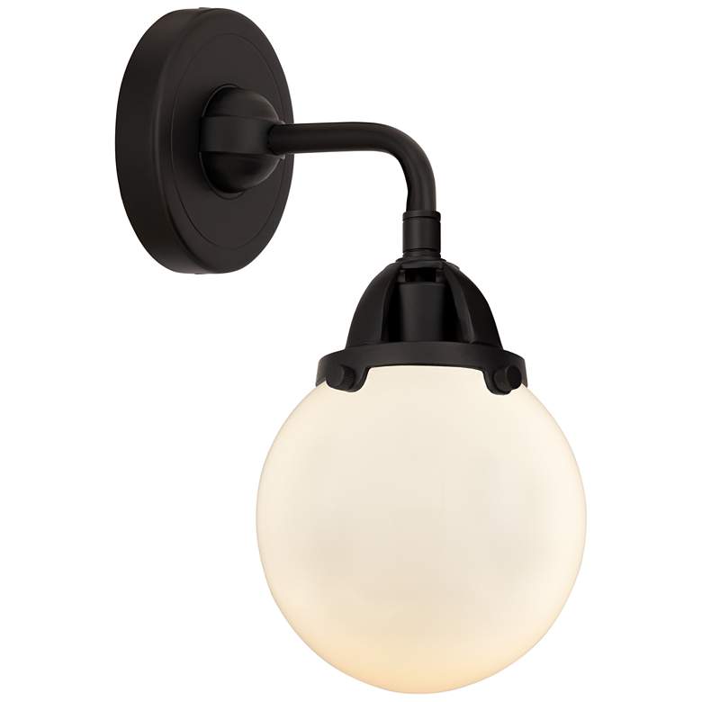 Image 1 Nouveau 2 Beacon 6" LED Sconce - Matte Black Finish - Matte White Shad