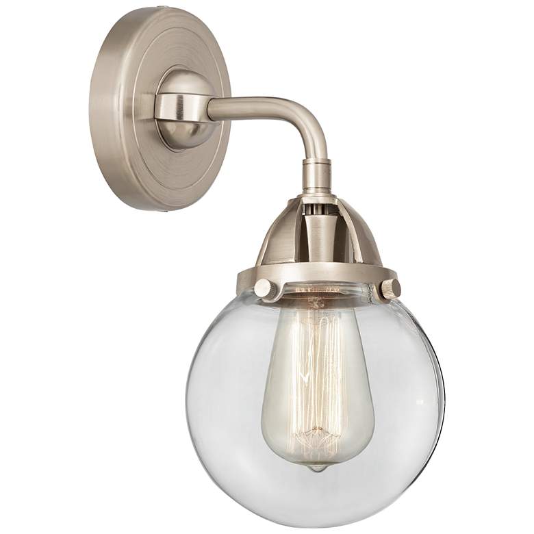 Image 1 Nouveau 2 Beacon 6" LED Sconce - Nickel Finish - Clear Shade