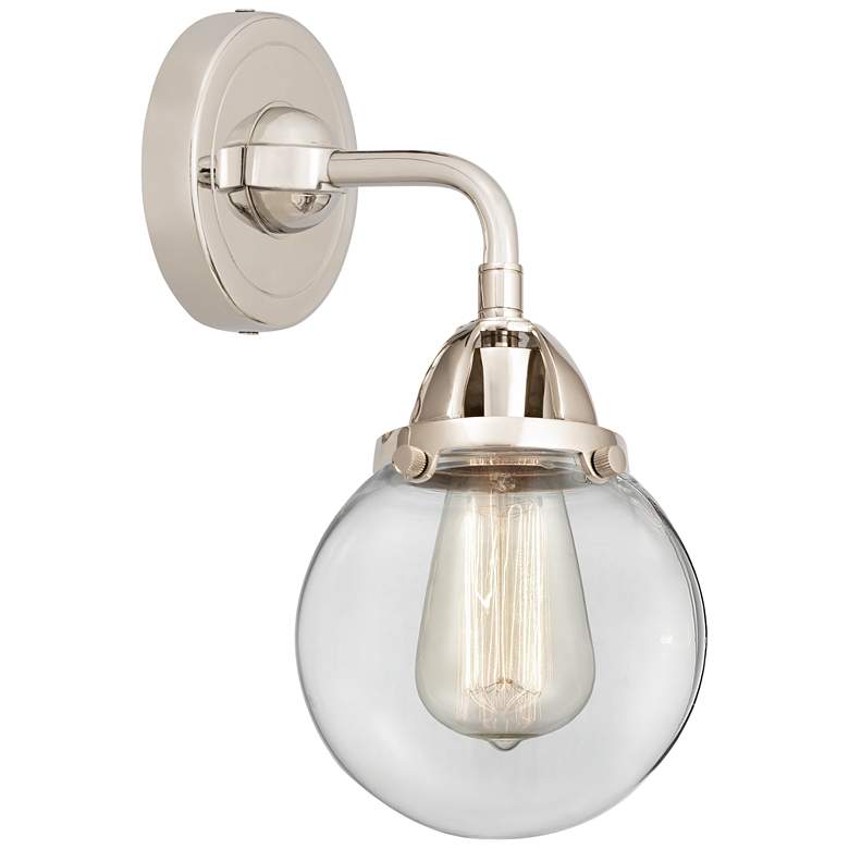Image 1 Nouveau 2 Beacon 6" LED Sconce - Nickel Finish - Clear Shade