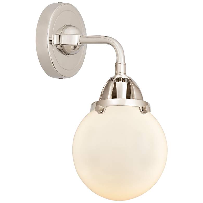 Image 1 Nouveau 2 Beacon 6" LED Sconce - Nickel Finish - Matte White Shade