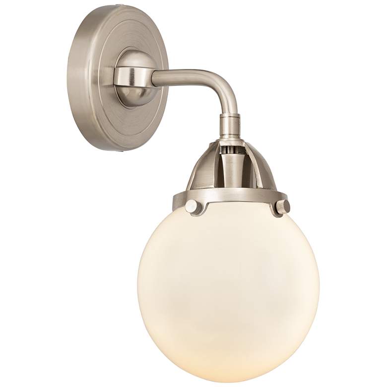 Image 1 Nouveau 2 Beacon 6" LED Sconce - Nickel Finish - Matte White Shade